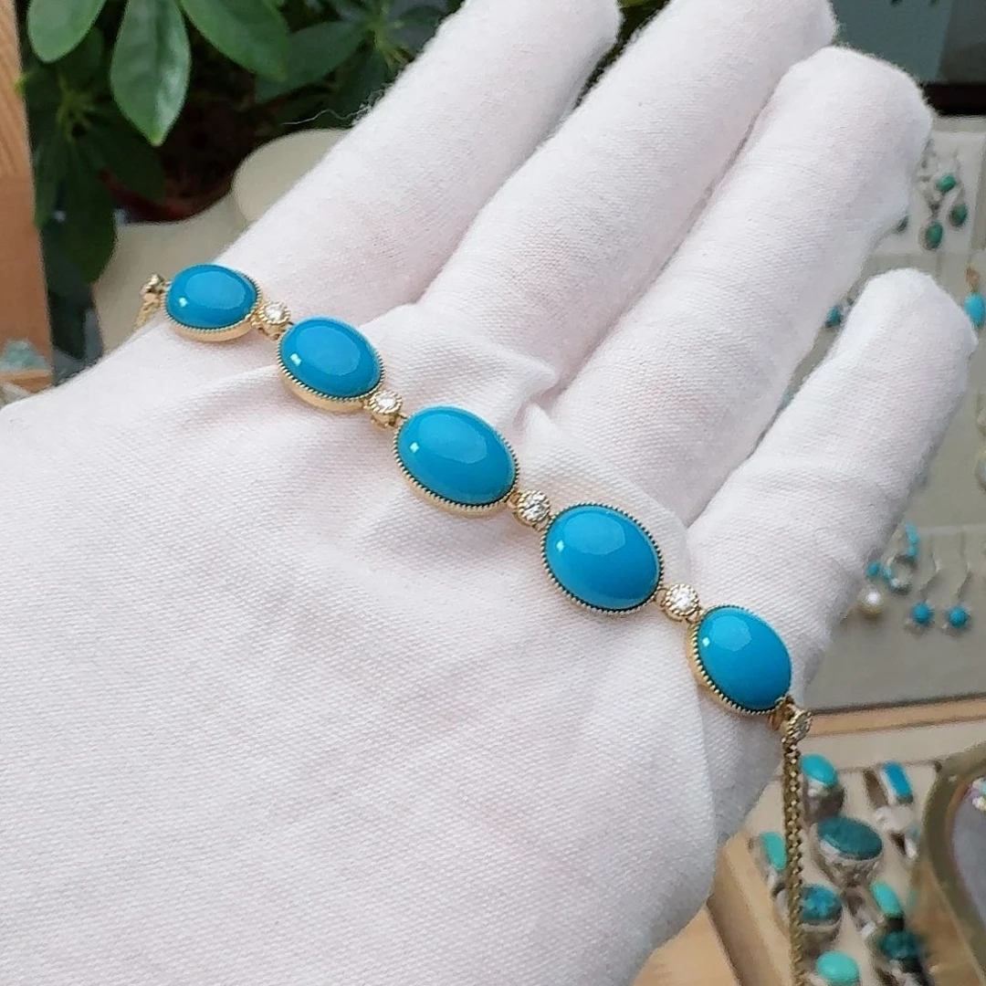 绿松石18K金镶嵌手链手链