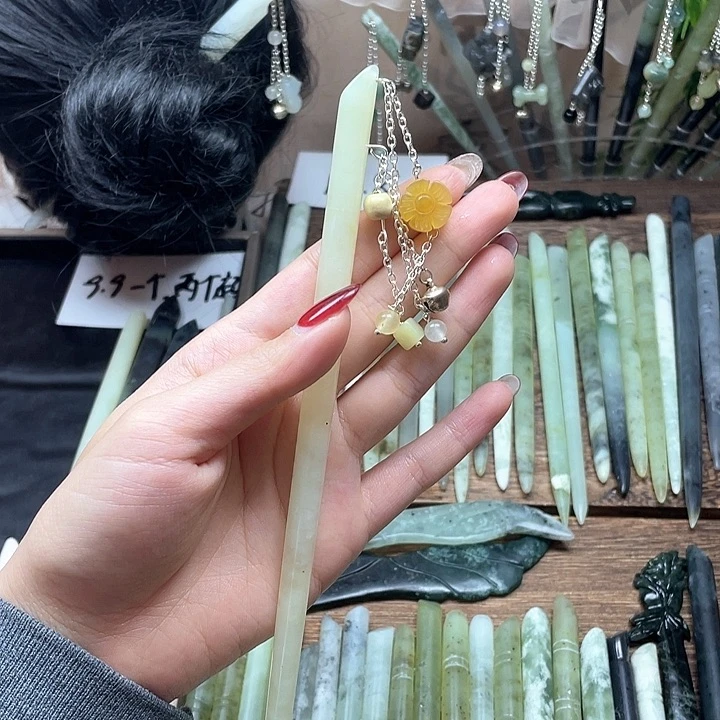蛇纹石玉发饰合金