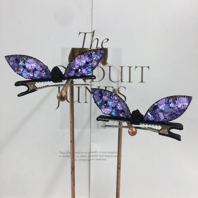 韩国s家水晶卡通鸭嘴夹兔耳朵鸭夹高档女生猫耳朵发夹刘海夹侧边