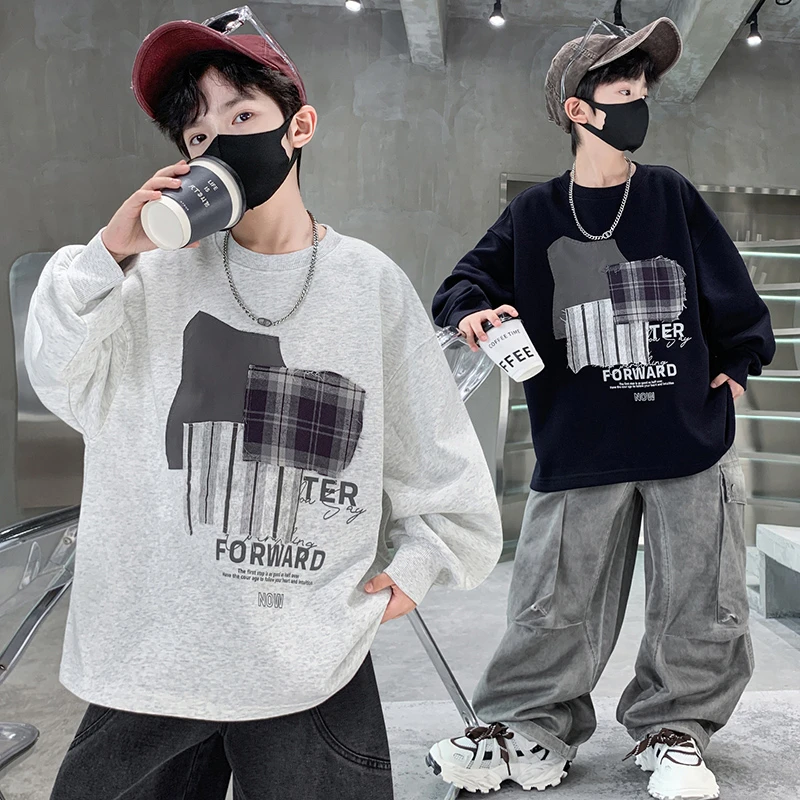 男童卫衣春秋款2025新款儿童秋装贴片百搭打底衫洋气宽松时髦男孩