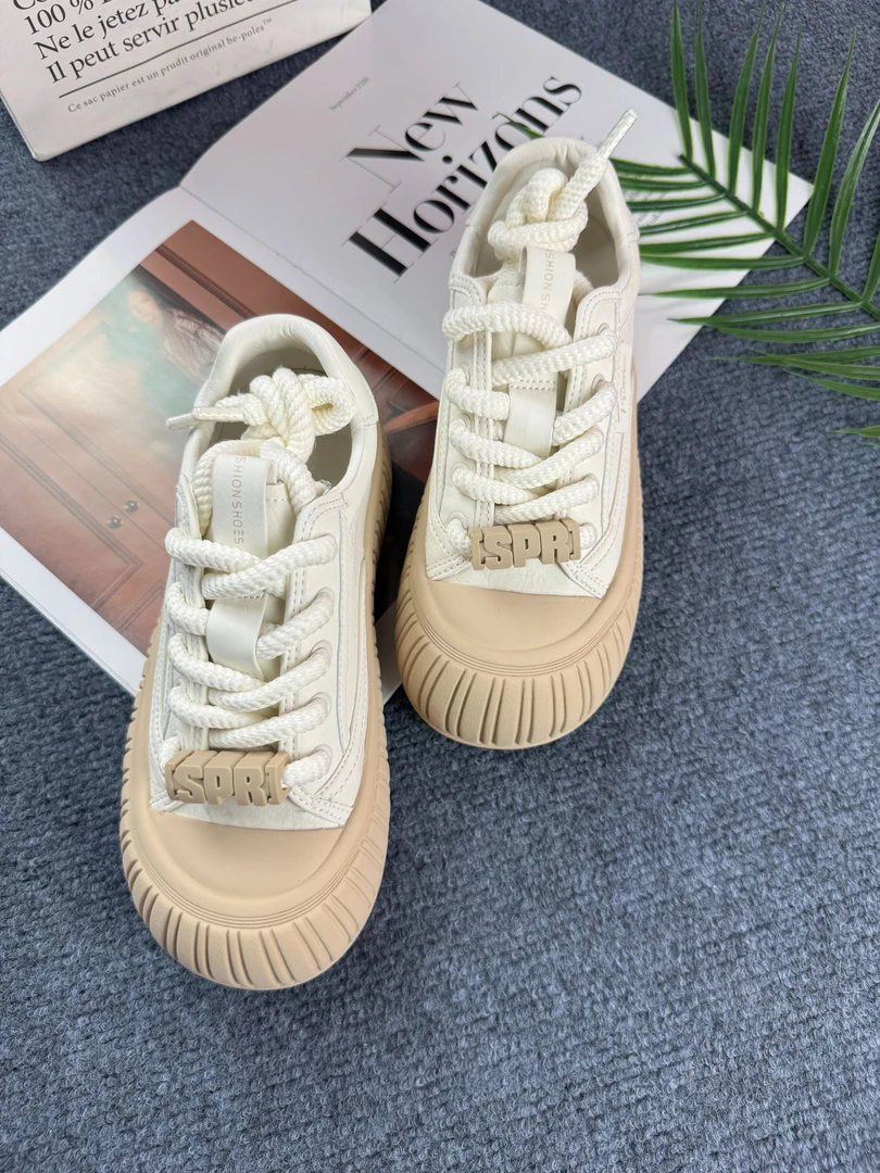 2号-2/96100110饼干鞋女2025年春季新款百搭厚底舒适软底休闲板鞋