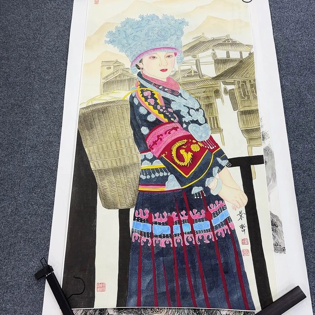 国画作品小姐姐放漏中