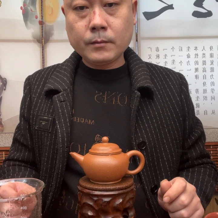 茶壶紫砂原矿黄降坡全手工水平180毫升