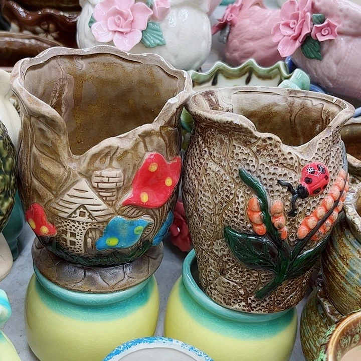 多肉绿植陶瓷花盆9.9包邮，有孔