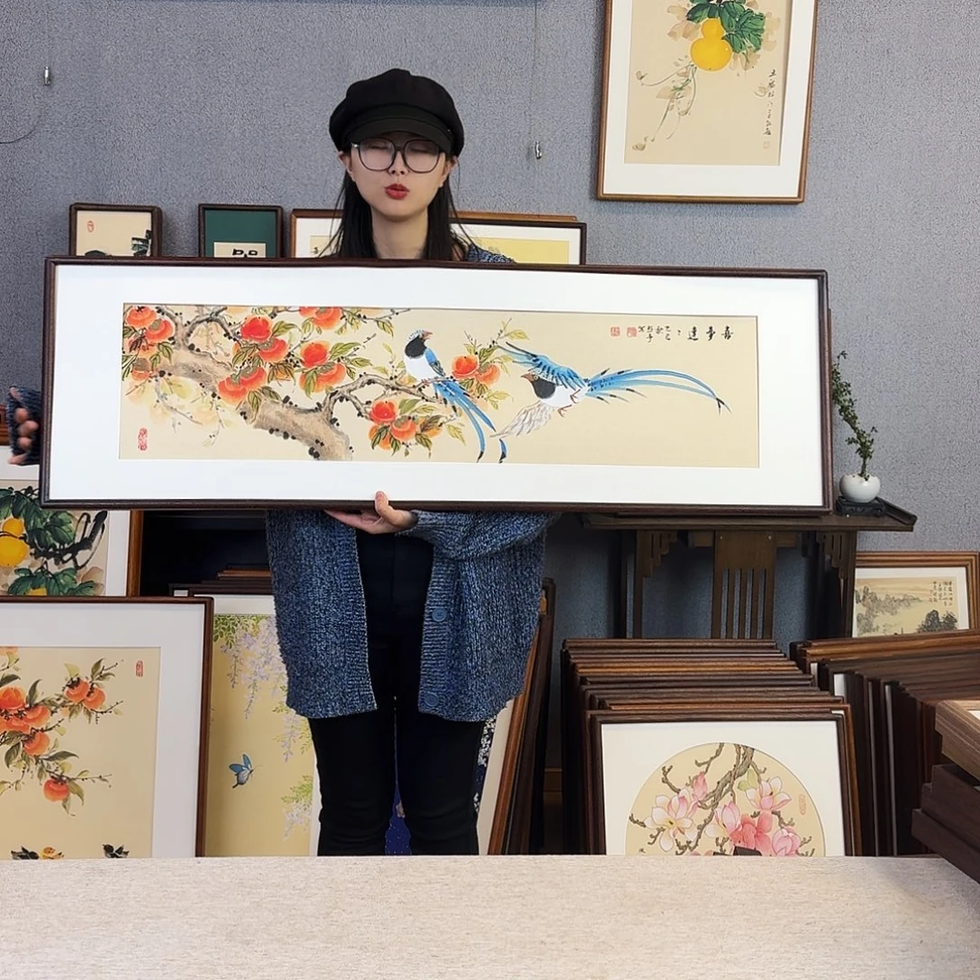 书法纯手绘，纯手写带框尺寸：40×123厘米