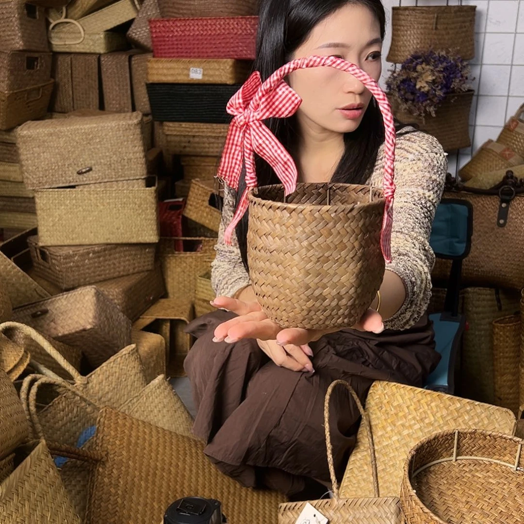 编织带草编包/草编收纳盒微瑕疵