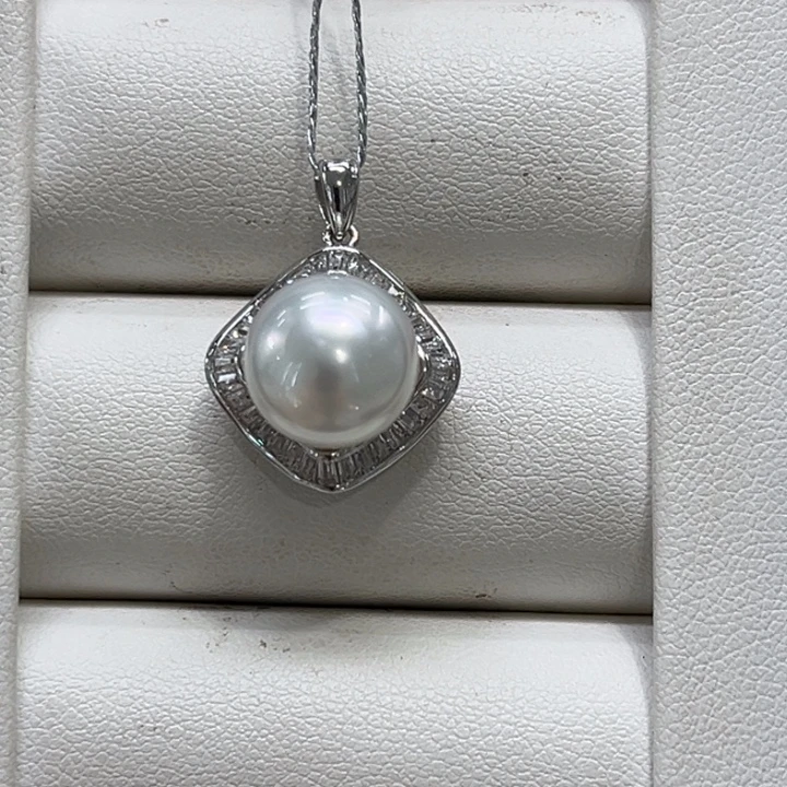 海水珍珠银S925镶嵌颈饰澳白10-11mm 66号