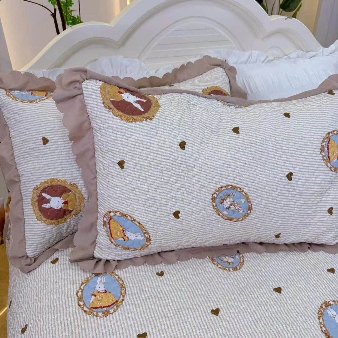 【蒙娜丽兔】高品质双层纱花边亲肤柔软透气枕头套小清新F