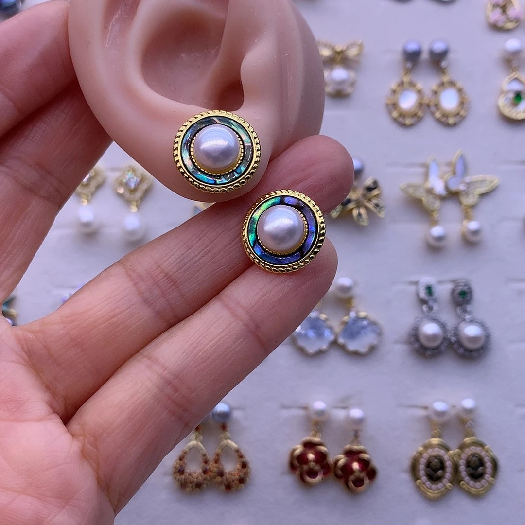 淡水珍珠耳饰合金