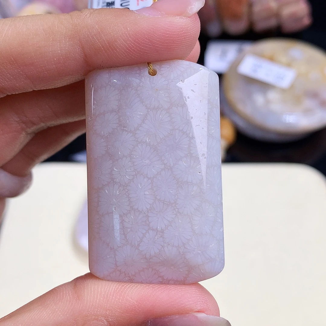 硅化珊瑚（珊瑚玉）未镶嵌吊坠(赠链)（7号白荷叶原价120漏