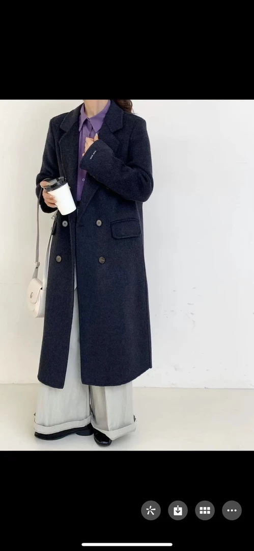 韩尤简同款百搭修身羊绒外套