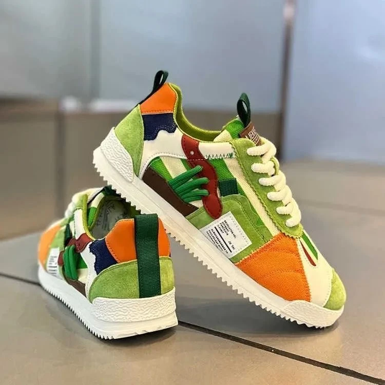 【工厂直发】2025新款复古潮流拼色休闲百搭舒适时尚厚底阿甘鞋板鞋