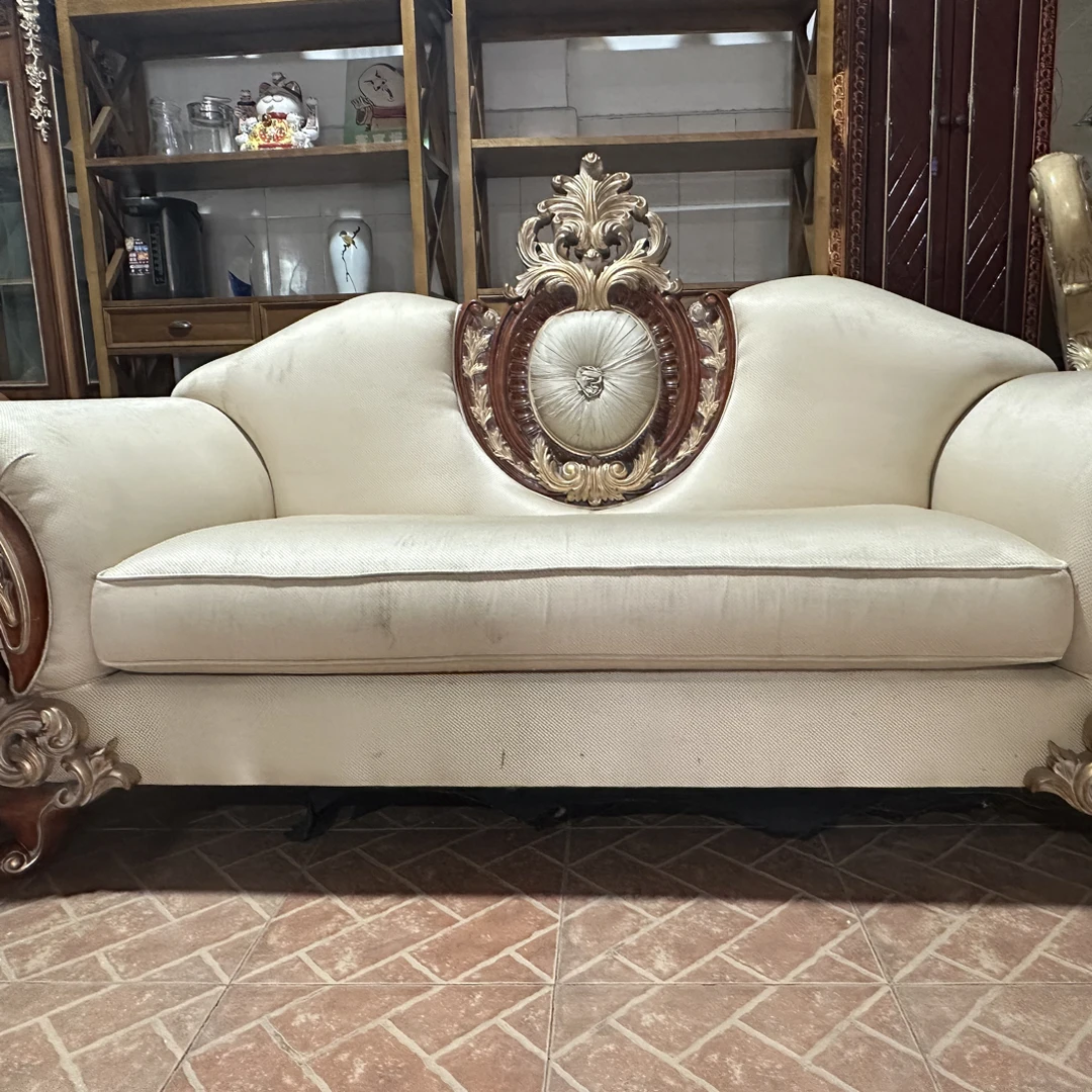 法式欧式风艺术实木沙发皮沙发双人休闲椅美式