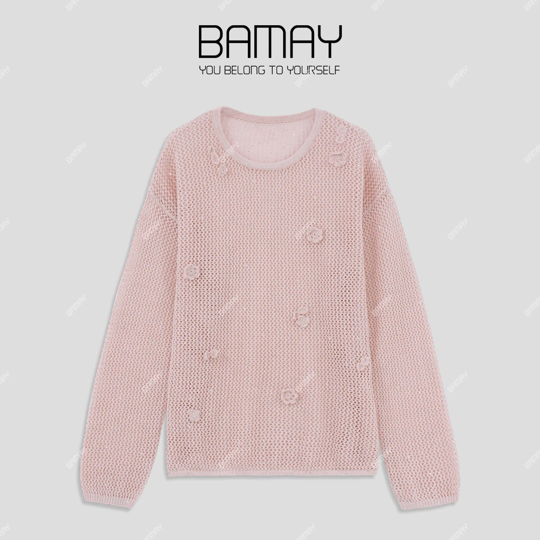 【BAMAY】2025春季新款莱赛尔+亚麻休闲百搭毛衣BM251ZZ030CM