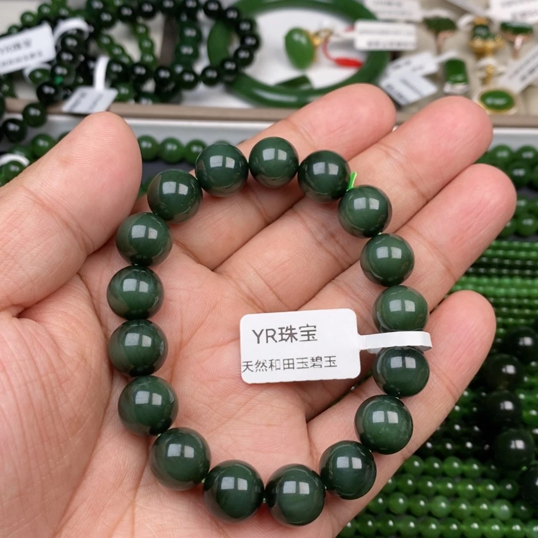 未镶嵌手串和田玉（碧玉）12mm猫眼手串