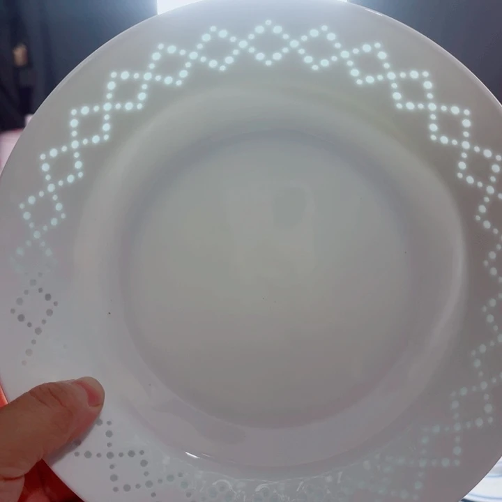 青花玲珑8寸窝盘网格