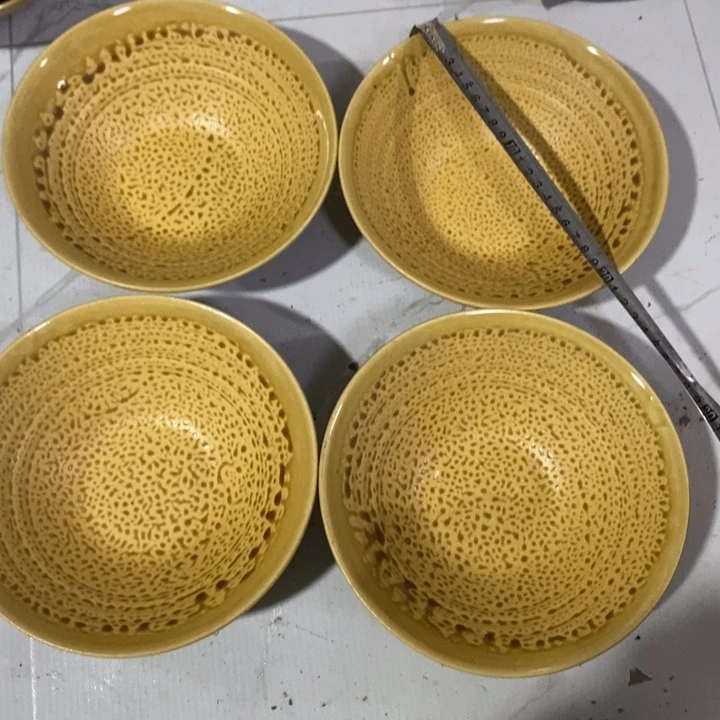 瓷片五厂虎皮釉面碗四个微瑕疵