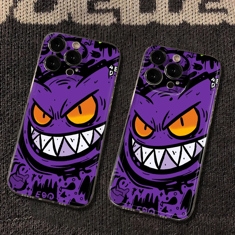 ZMGX卡通紫色耿鬼适用苹果16promax手机壳华为vivo小米oppo防摔软