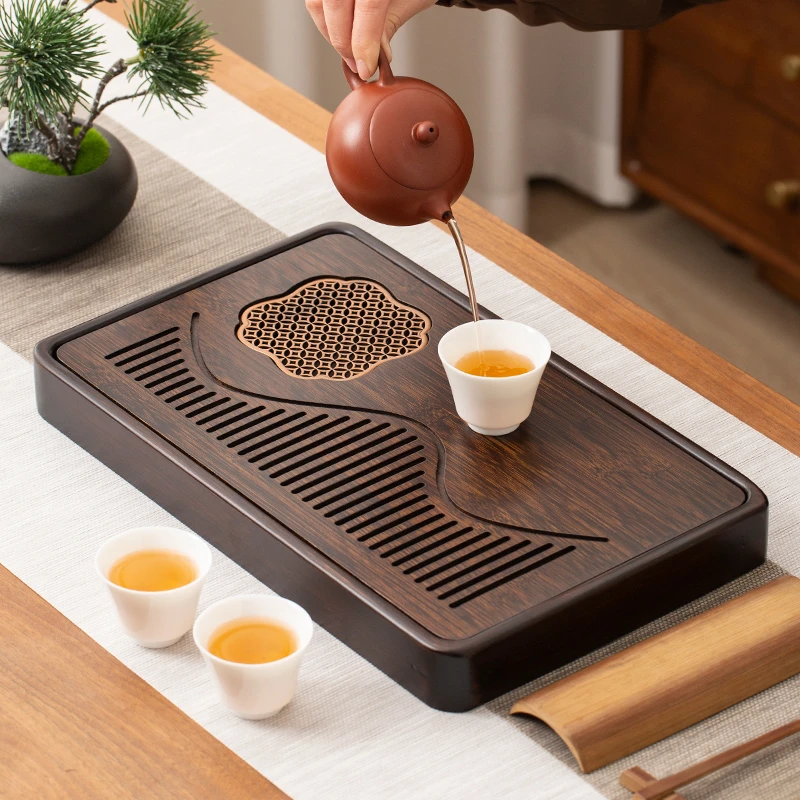 观山精品带球管38*23*4新款家用茶盘茶具用品干泡茶台储水茶盘