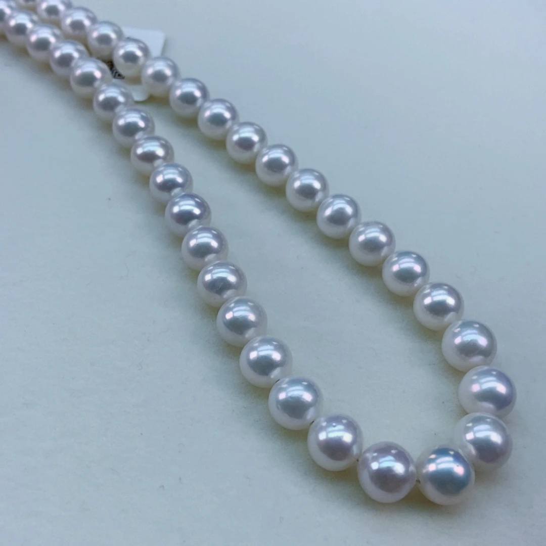 银S925镶嵌8/9正圆镜面银蓝光超亮淡水珍珠