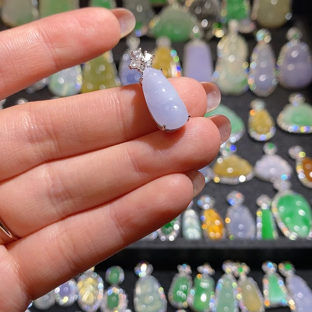 颈饰银S925镶嵌翡翠天然翡翠