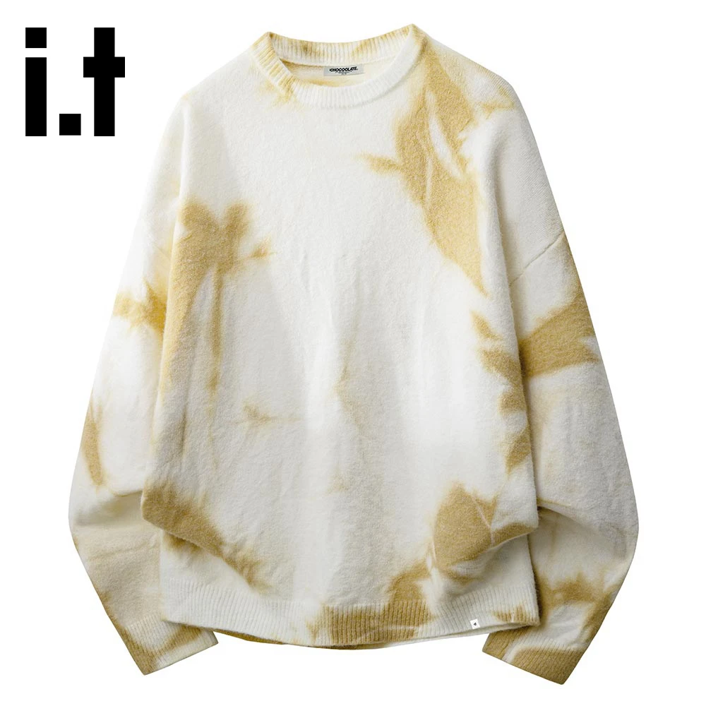 it:CHOCOOLATE个性扎染慵懒风毛衣男秋冬新款高级感宽松保暖上衣