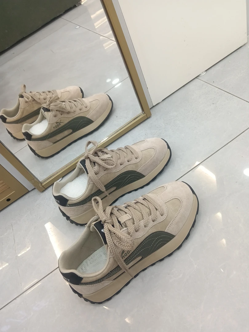 男士秋冬新款阿甘鞋复古皮面厚底运动休闲鞋时尚百搭