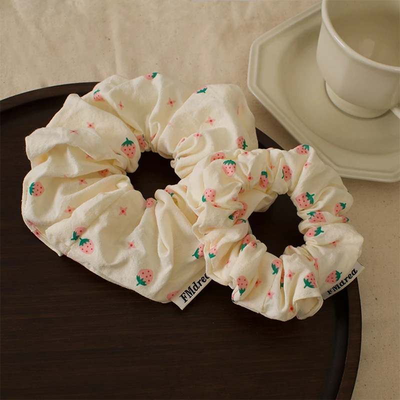 甜美草莓简约大肠发圈法式发绳清新皮筋肠圈少女发饰扎丸子头头绳
