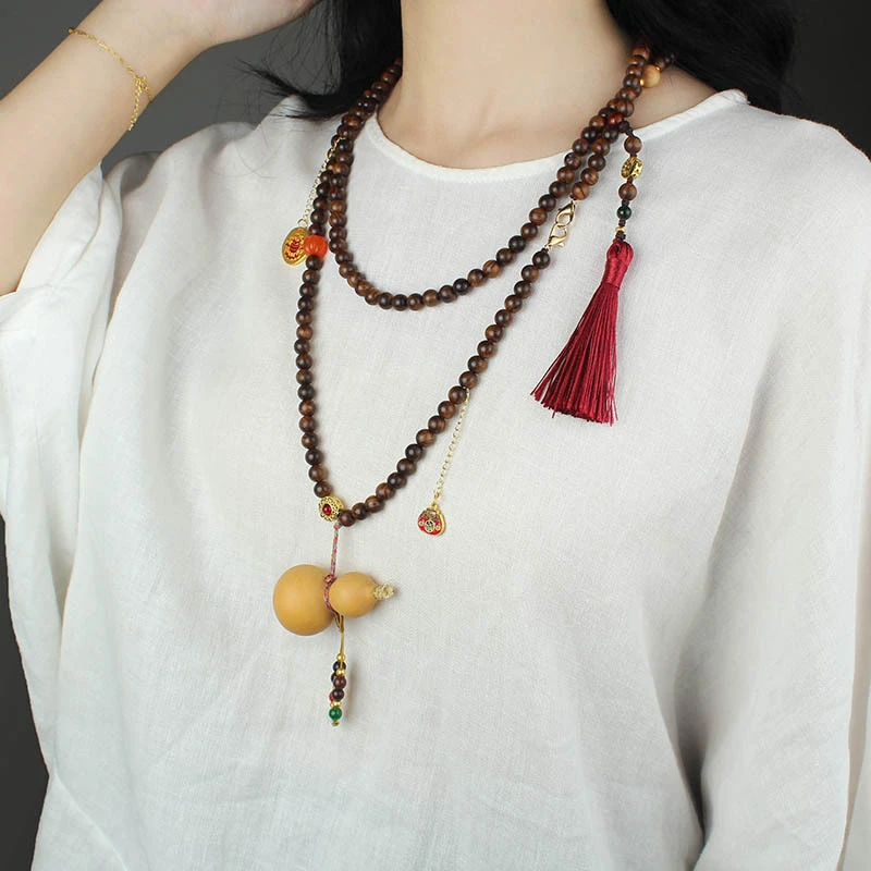 非金属木质项链 新中式斜挎链杨幂同款葫芦项链国风复古背链女