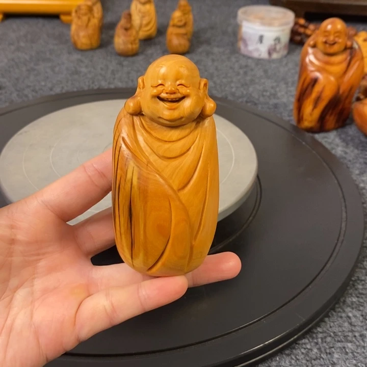 柏木（崖柏）崖柏弥勒佛手把件小摆件