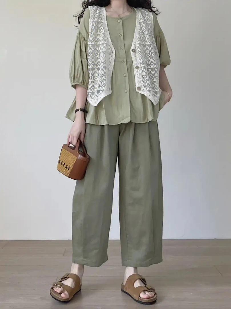 楠杉棉麻49直播宽松日系棉麻链接