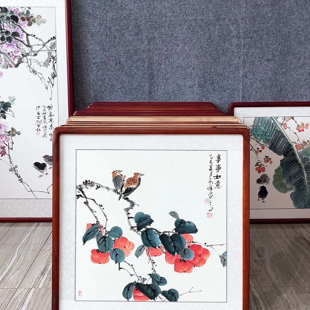 国画书画作品带框63×63