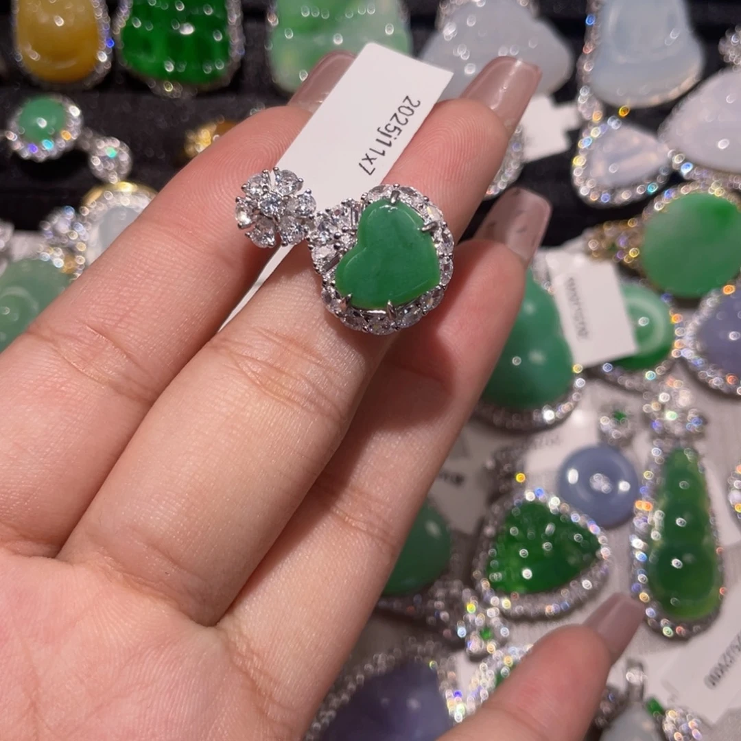 翡翠银S925镶嵌挂件