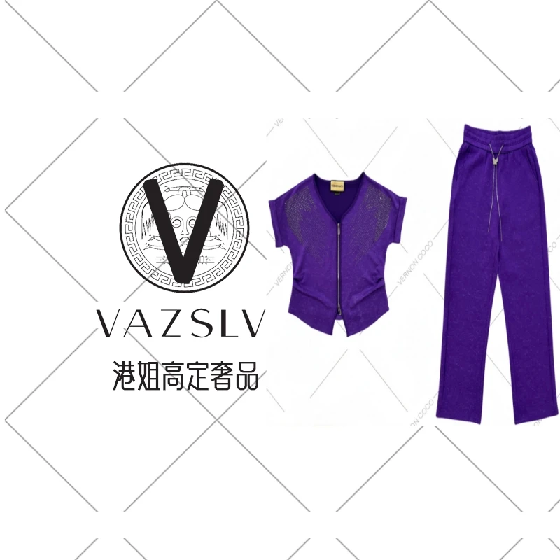 【VAZSLVTY/原创设计】Y20春夏收腰显瘦拉链休闲运动短袖套装VC20