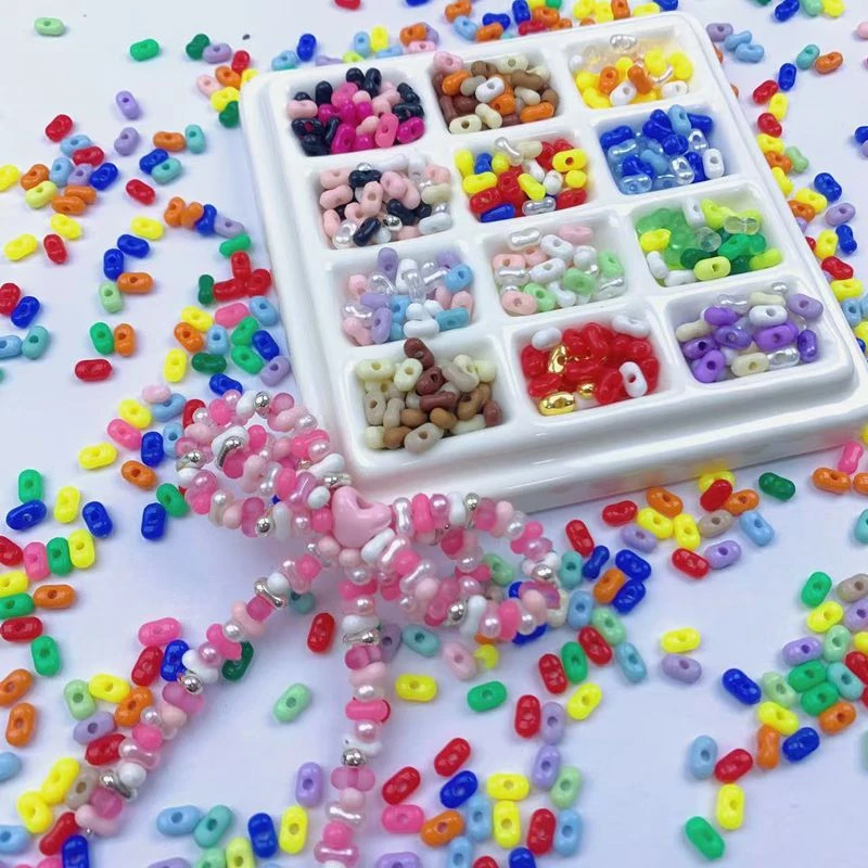 【M区】3*6亚克力花生米珠色系混珠隔珠散珠串珠diy手机链挂件饰品