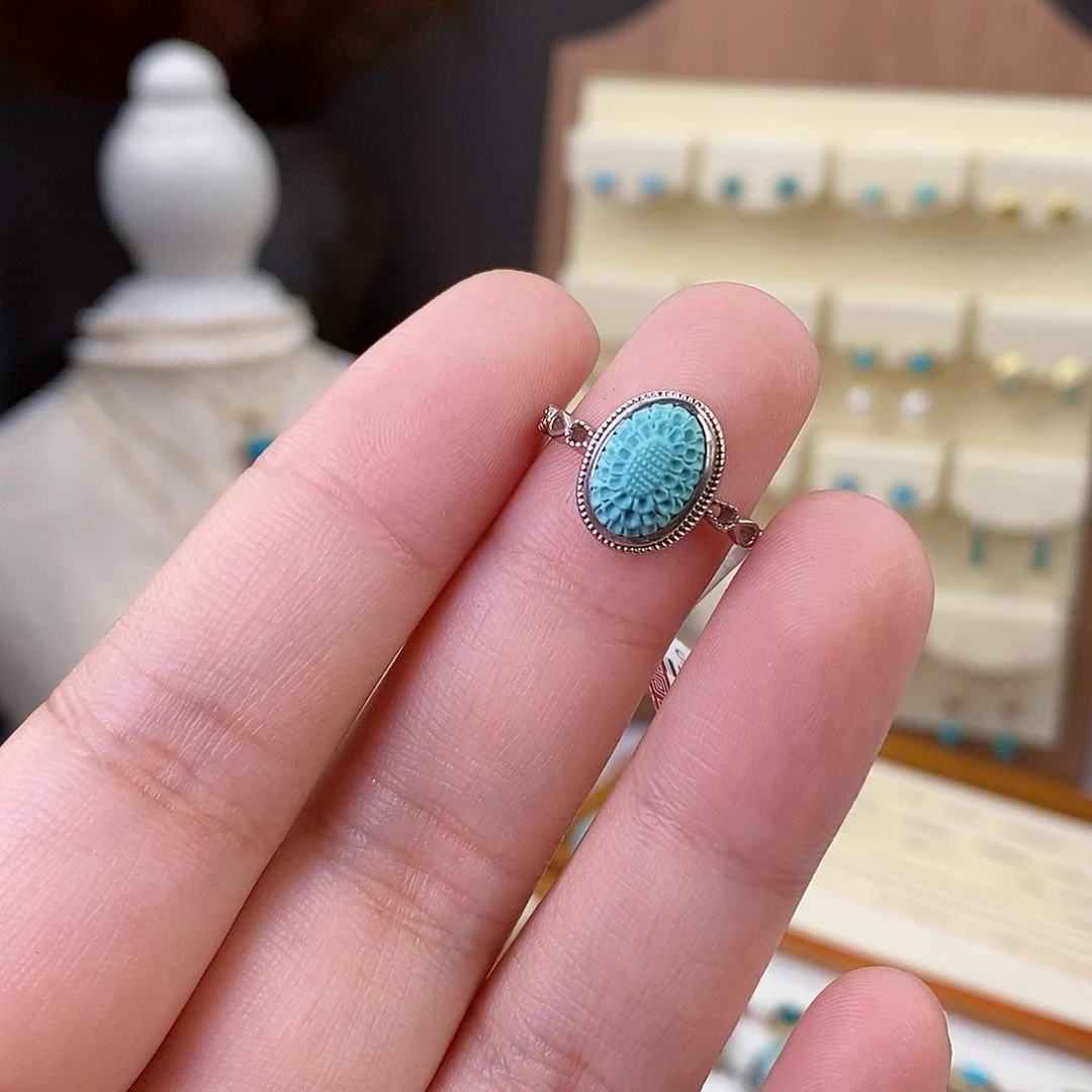 绿松石戒指银S925镶嵌