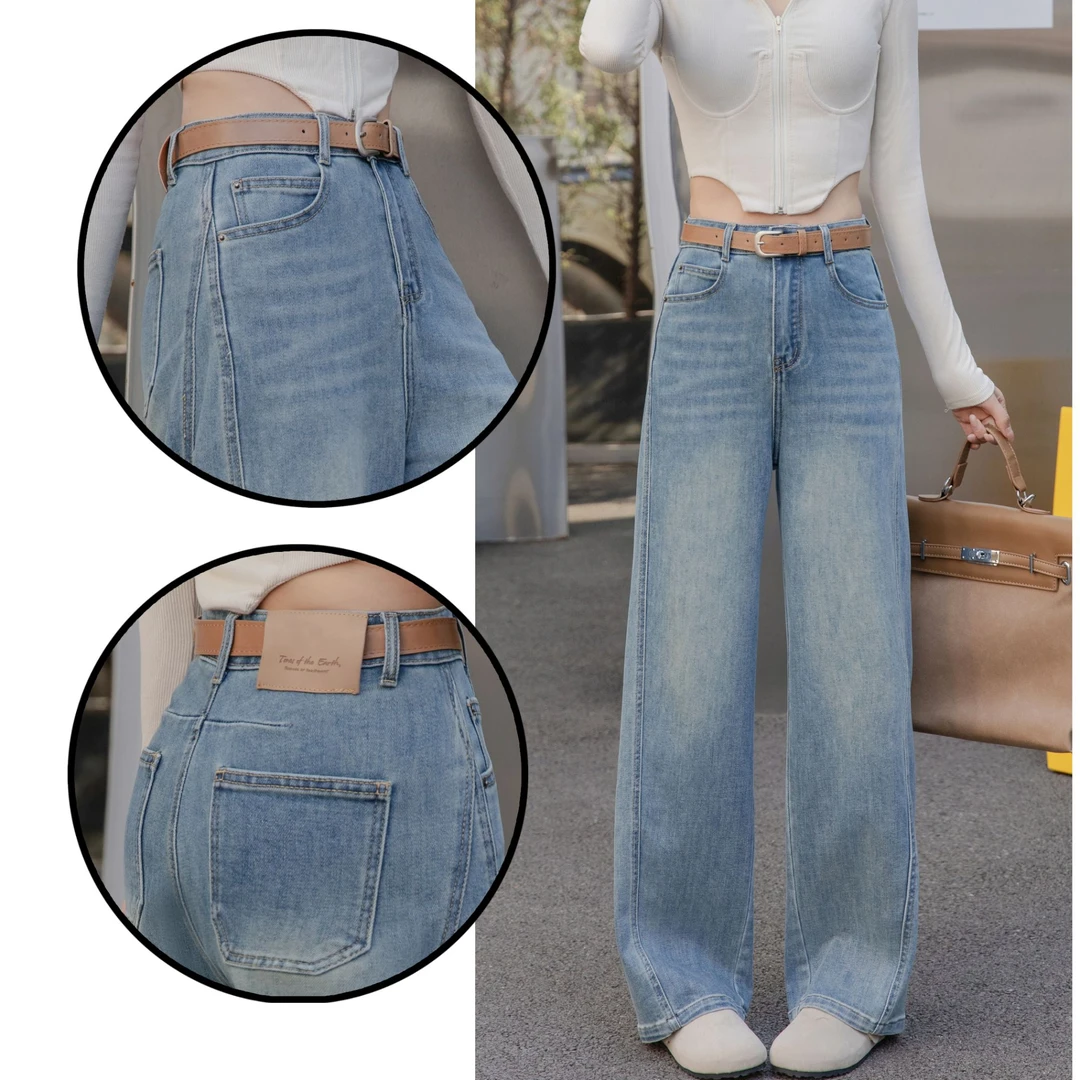 【YANZIJIA】春季新款时尚显瘦弯刀牛仔裤+腰带（以直播间实物为准）