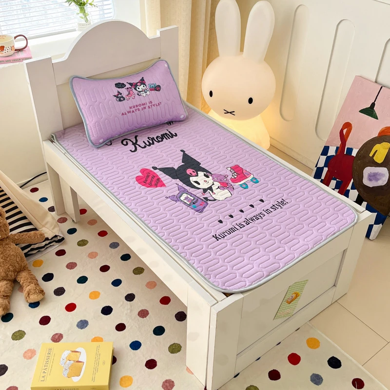 夏季新款儿童卡通大版乳胶凉席三件套可折叠水洗印花凉感丝软席子