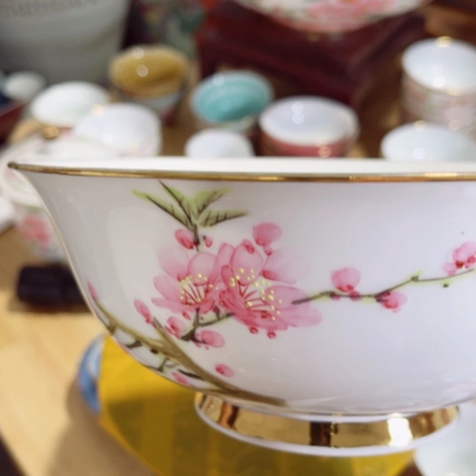 【闪购商品】紫砂茶盘楼*楼桃花碗有瑕疵1个