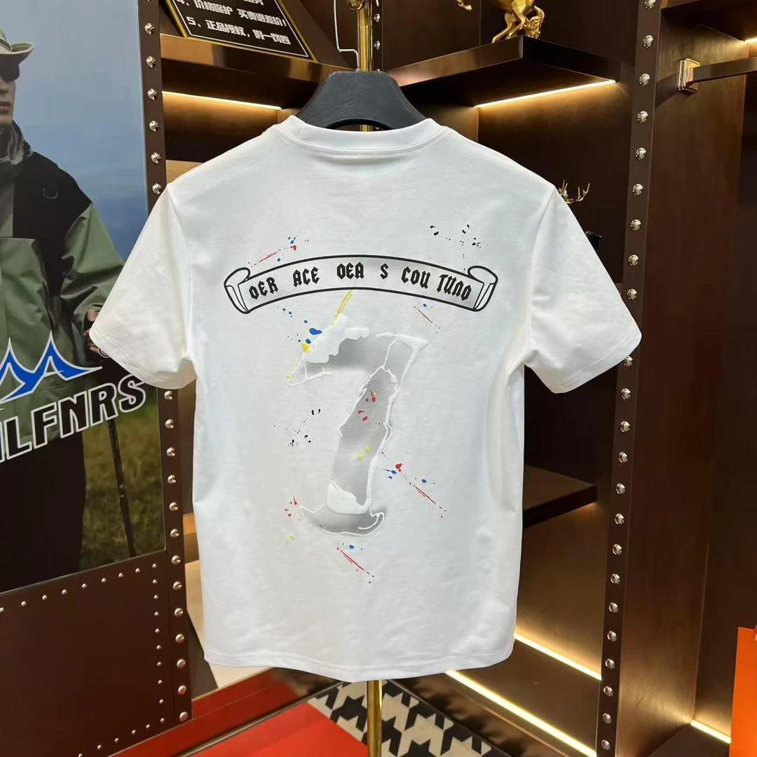 2025夏季新款时尚百搭圆领半袖男女同款印花短袖T恤潮流-2512