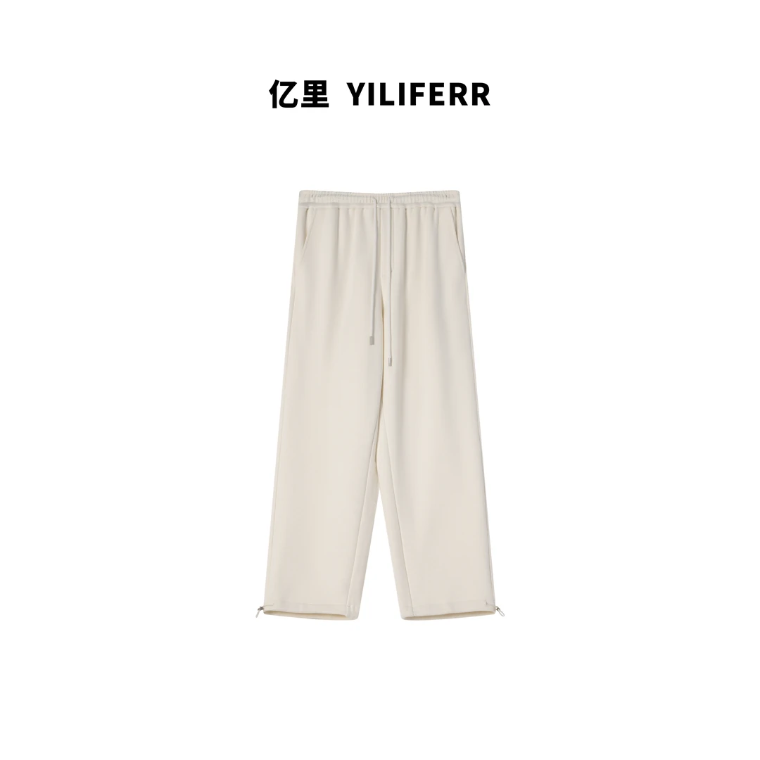 【YILI显瘦女装】加绒加厚简约休闲直筒裤 Y0468