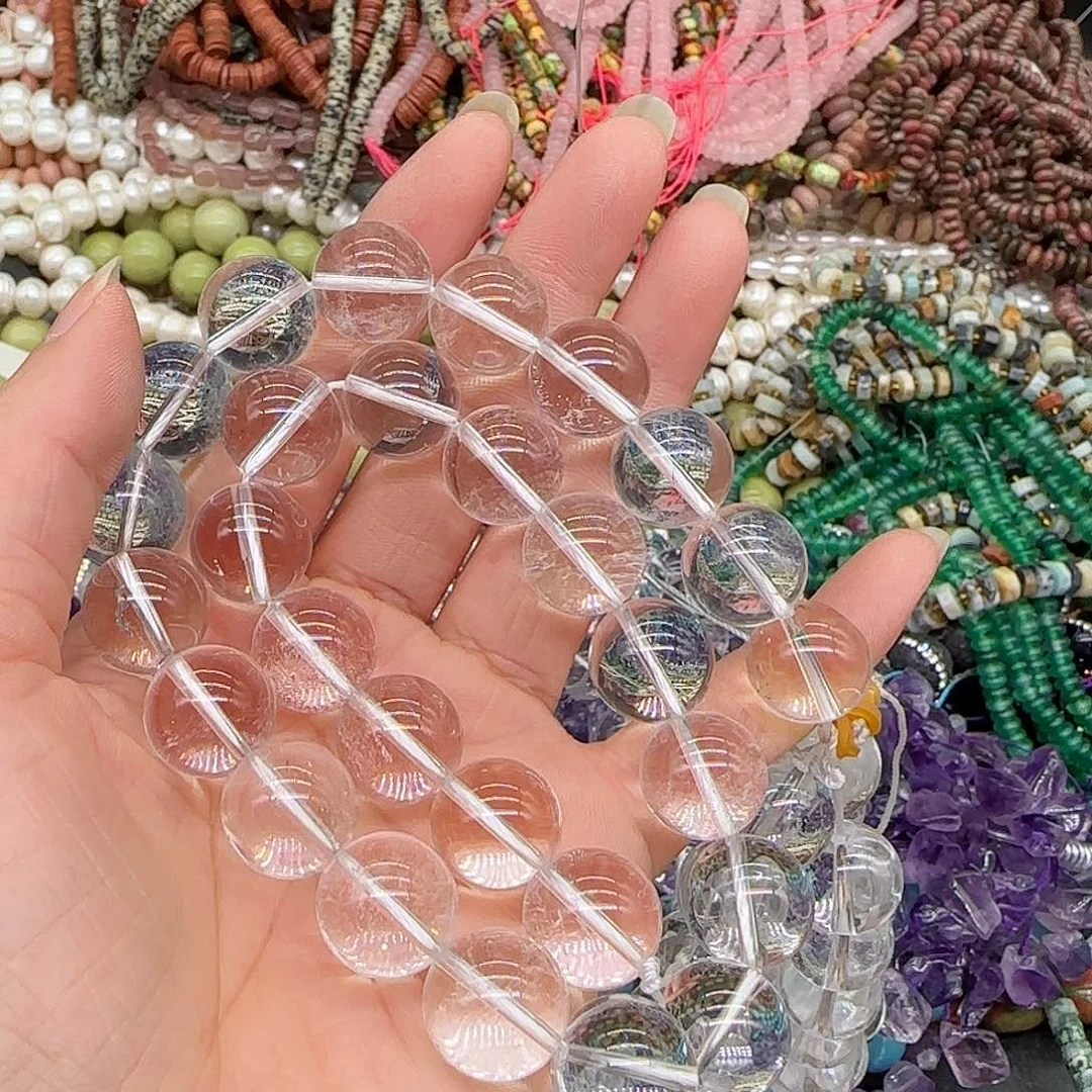 锐***合金玛瑙/玉髓珠宝半成品白水晶14mm拍三76发一条