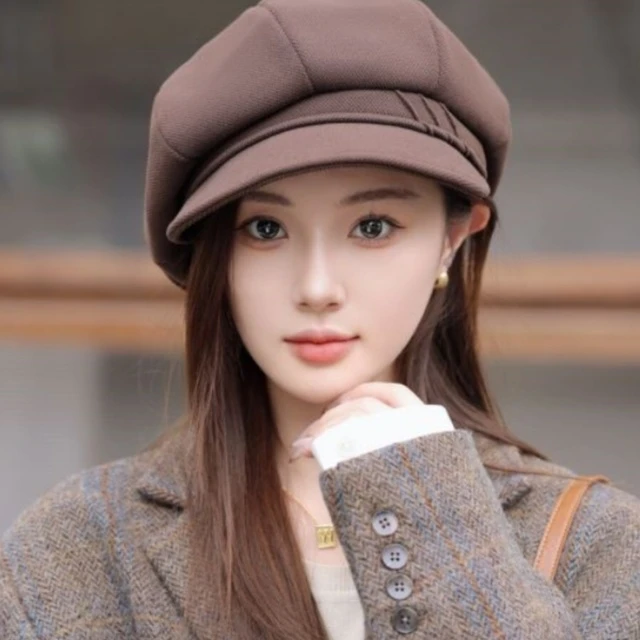新款贝雷帽女秋冬三种戴法韩版画家帽时尚潮帽八角帽日系报童帽女