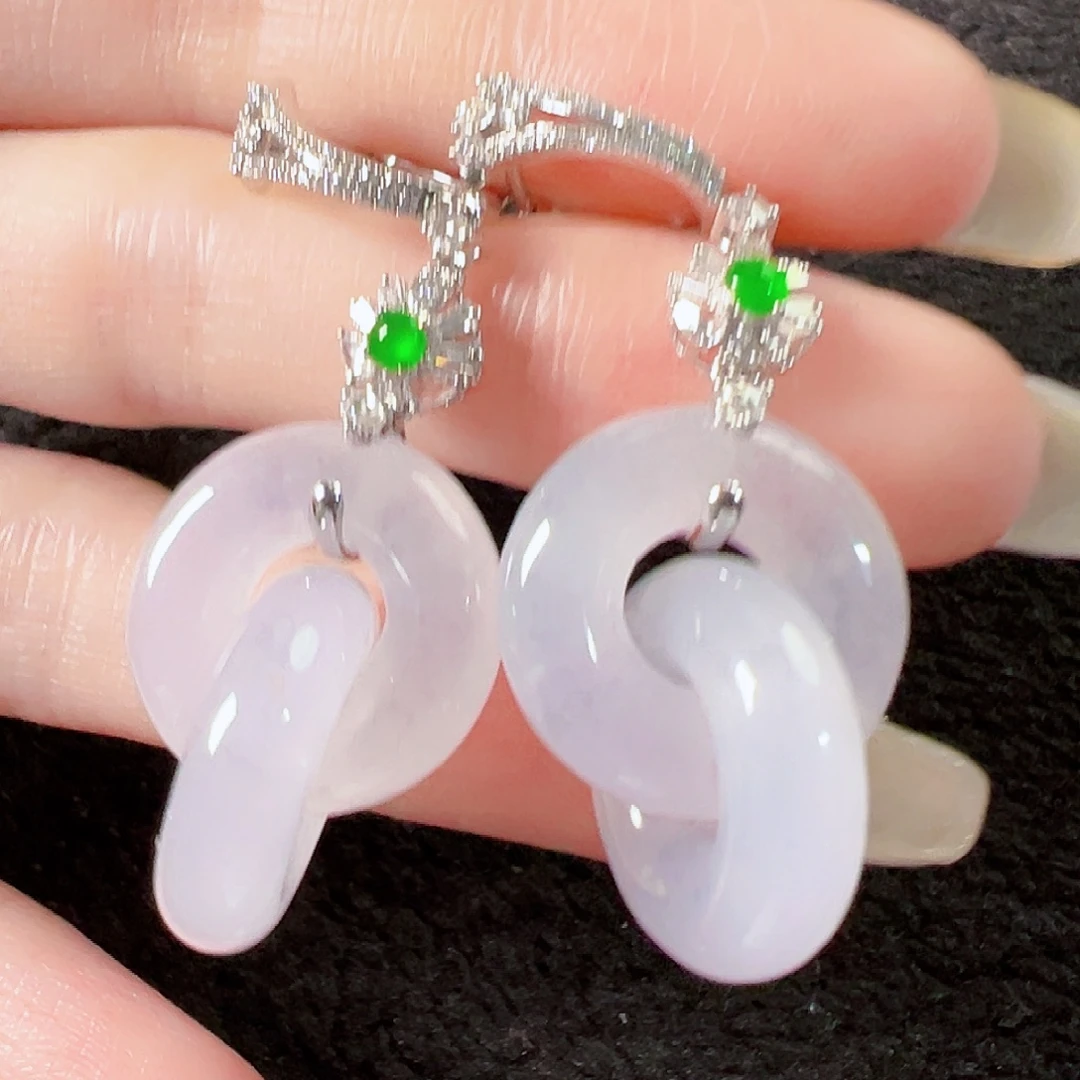 翡翠18K金镶嵌耳饰签收后24小时鉴赏期，过时不退