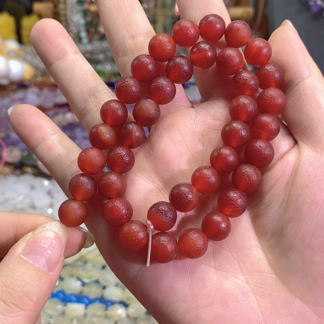 玛瑙/玉髓未镶嵌珠宝半成品橘皮玛瑙一条卡10mm