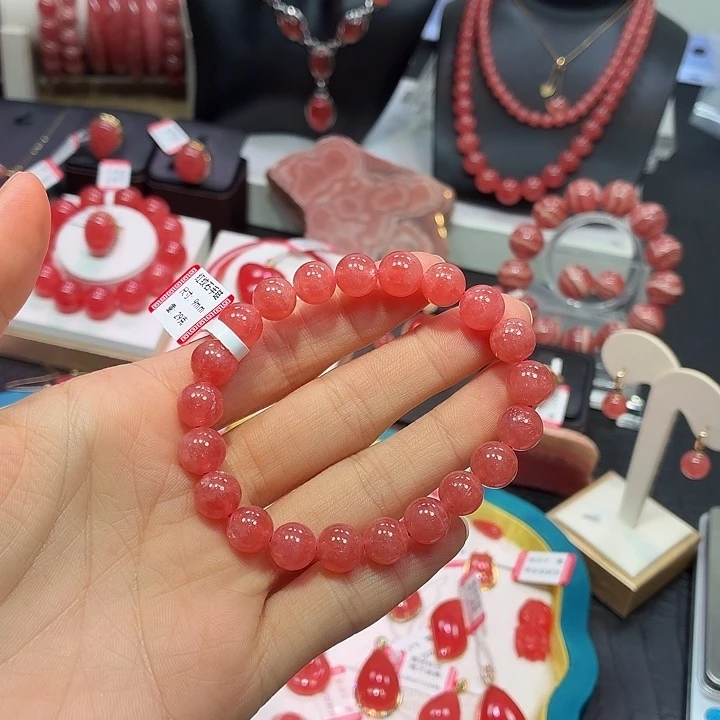 菱锰矿（红纹石）未镶嵌手绳