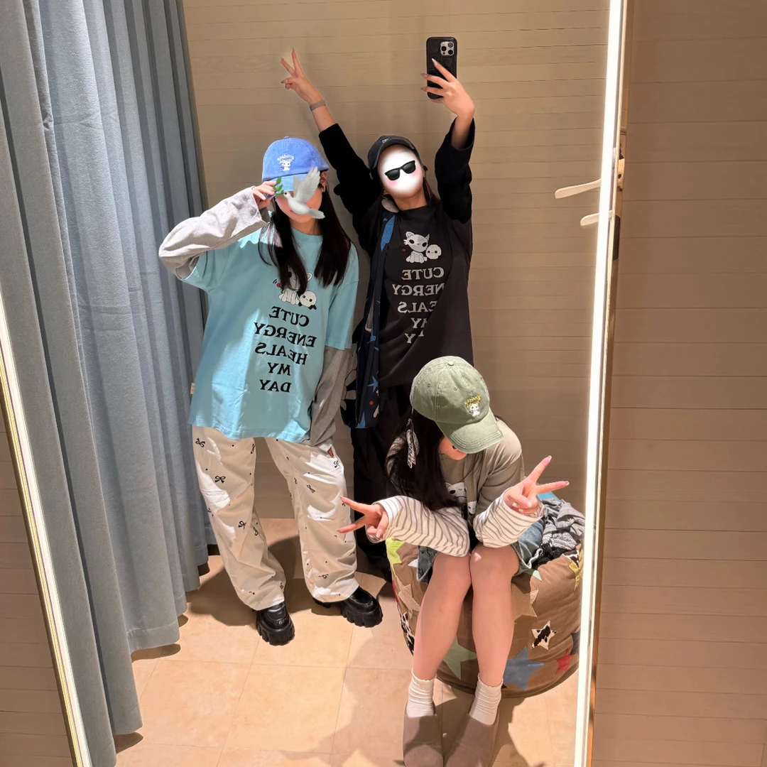 好多人都在穿它！！机器小猫新款！假两件长袖T恤 男女同款