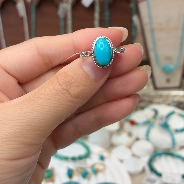 绿松石银S925镶嵌戒指