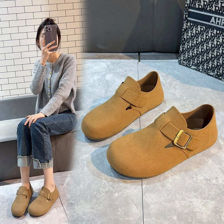 单鞋英伦风博肯鞋平底春秋百搭全包2025年新款勃肯鞋复古女一脚蹬