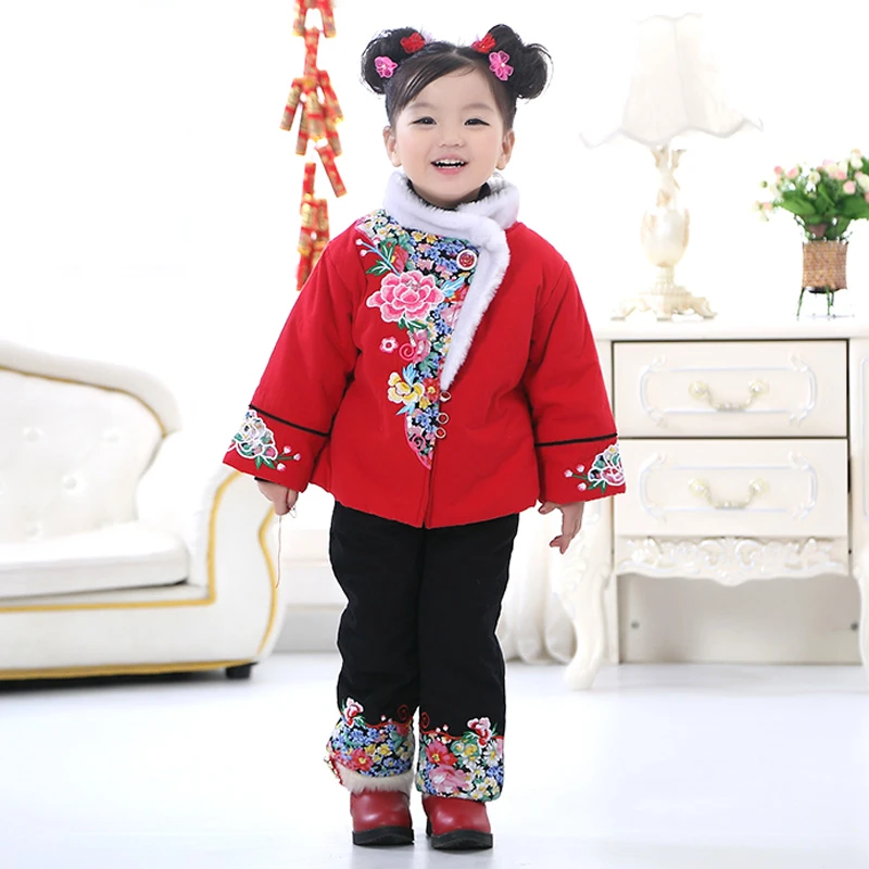 女宝棉套装女童唐装大红色中国风国潮婴儿抓周服周岁服3113